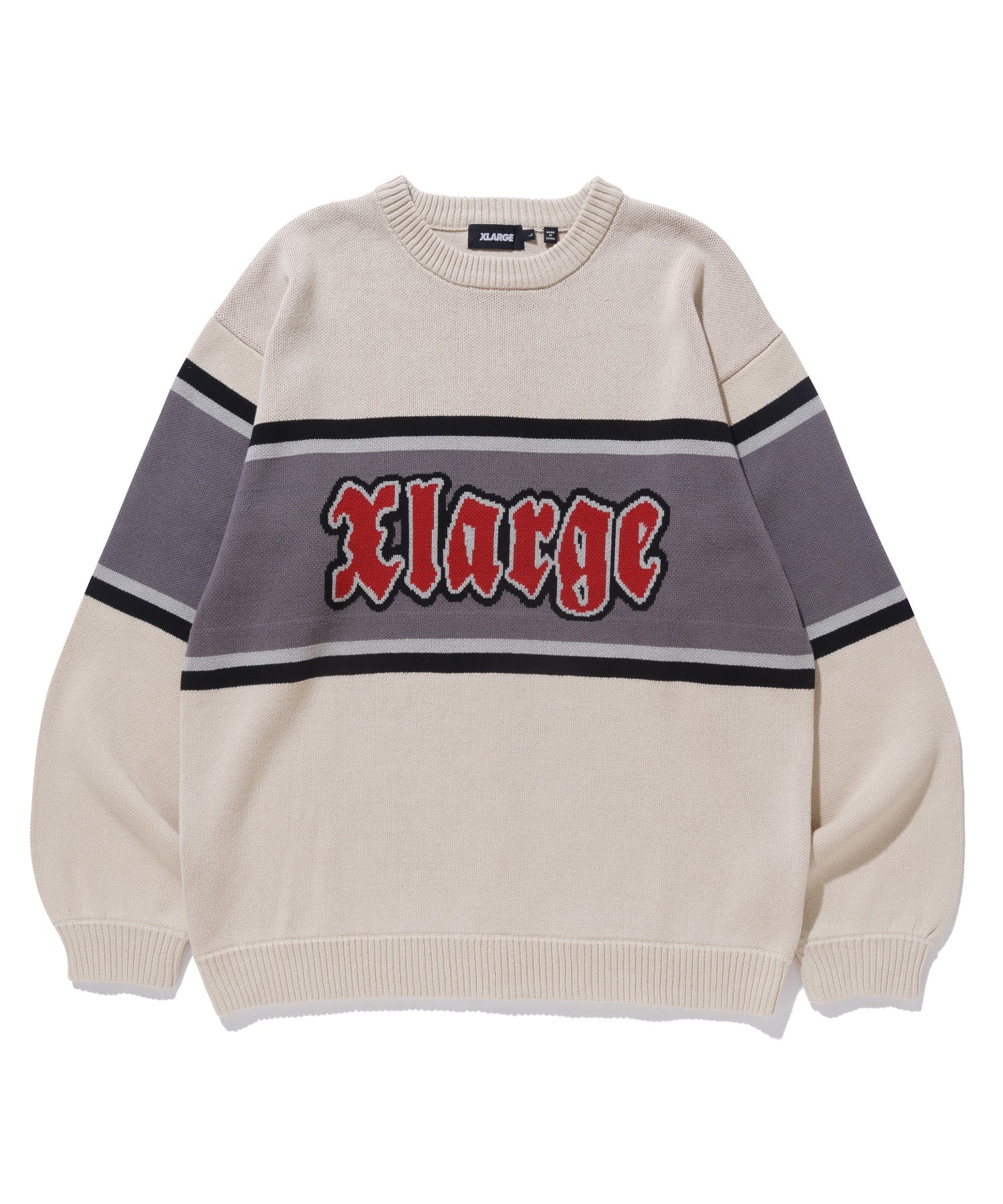 เสื้อสเวตเตอร์ XLARGE รุ่น Striped Crewneck Knit Top