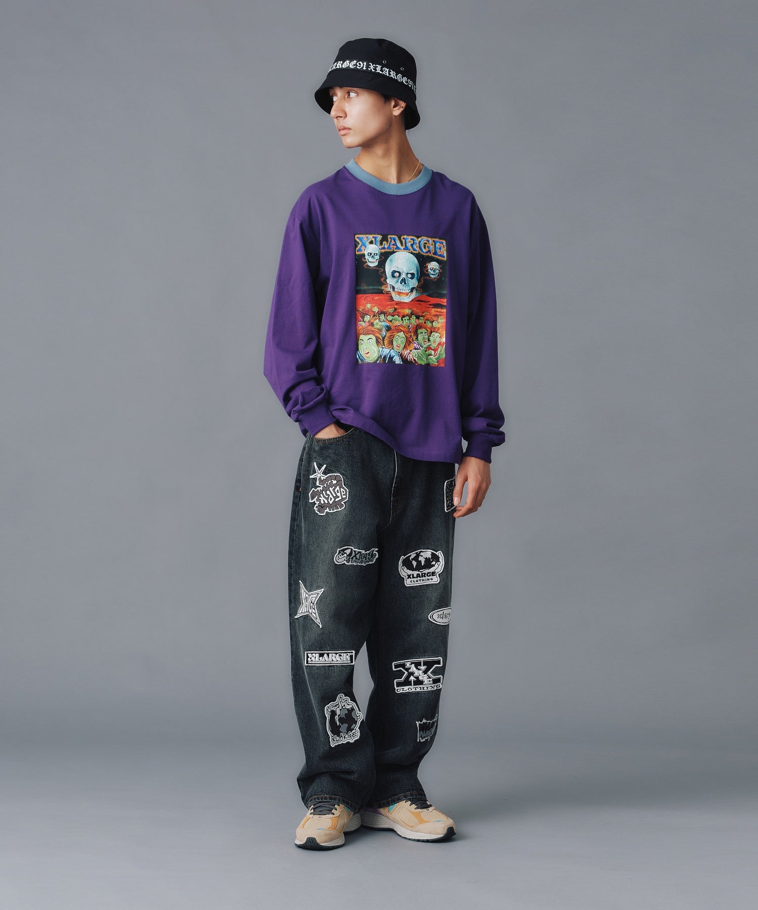 กางเกงยีนส์ผ้าเดนิม XLARGE รุ่น Patched Denim Pants