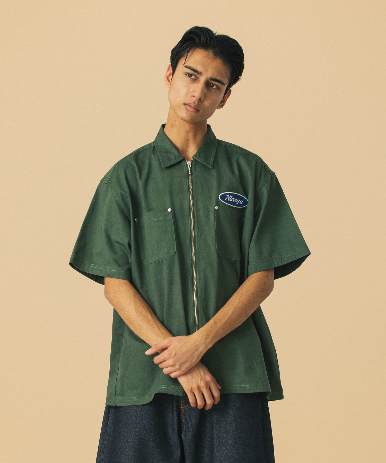เสื้อเชิ้ต XLARGE รุ่น Zip Up S/S Work Shirt
