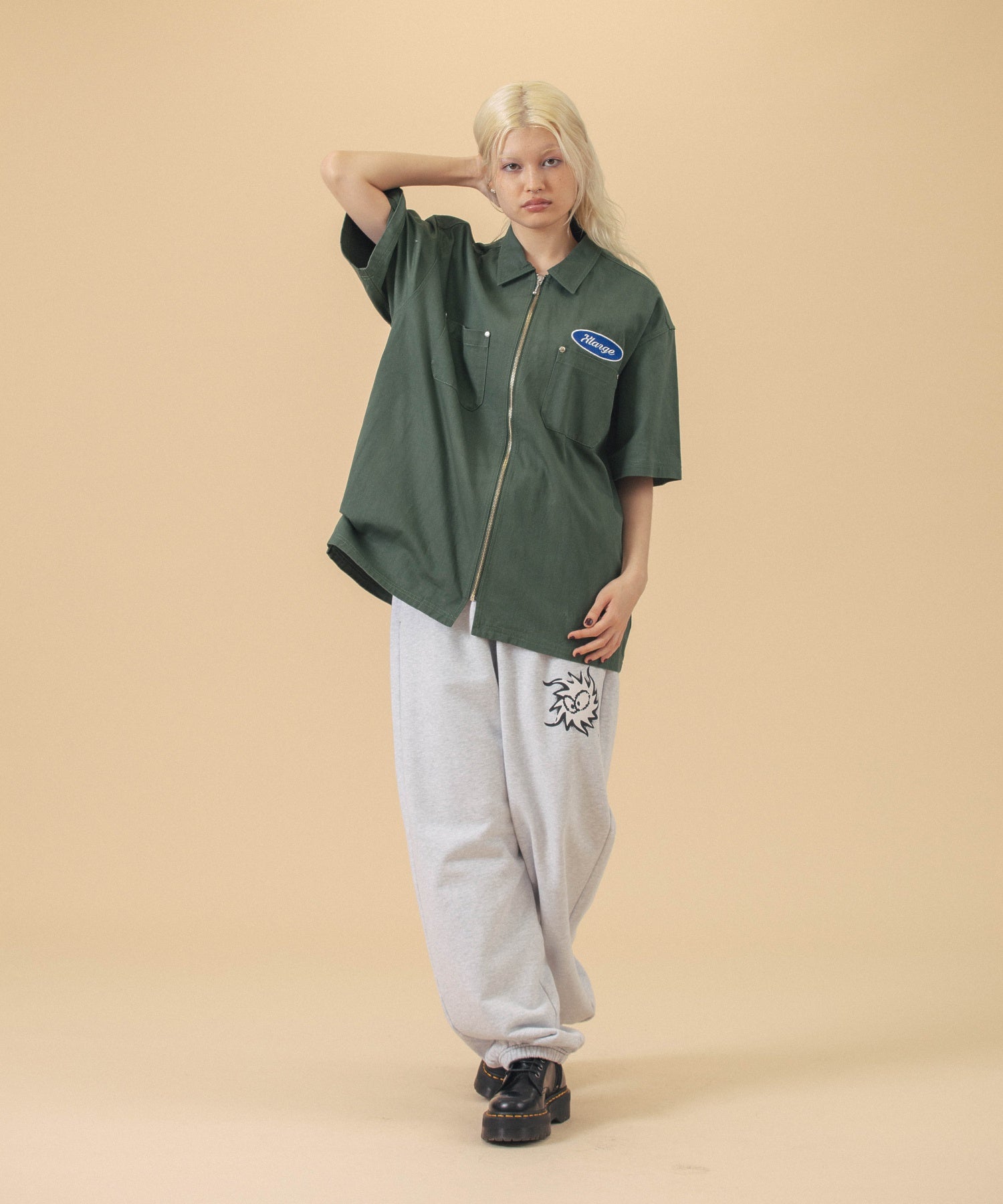 เสื้อเชิ้ต XLARGE รุ่น Zip Up S/S Work Shirt