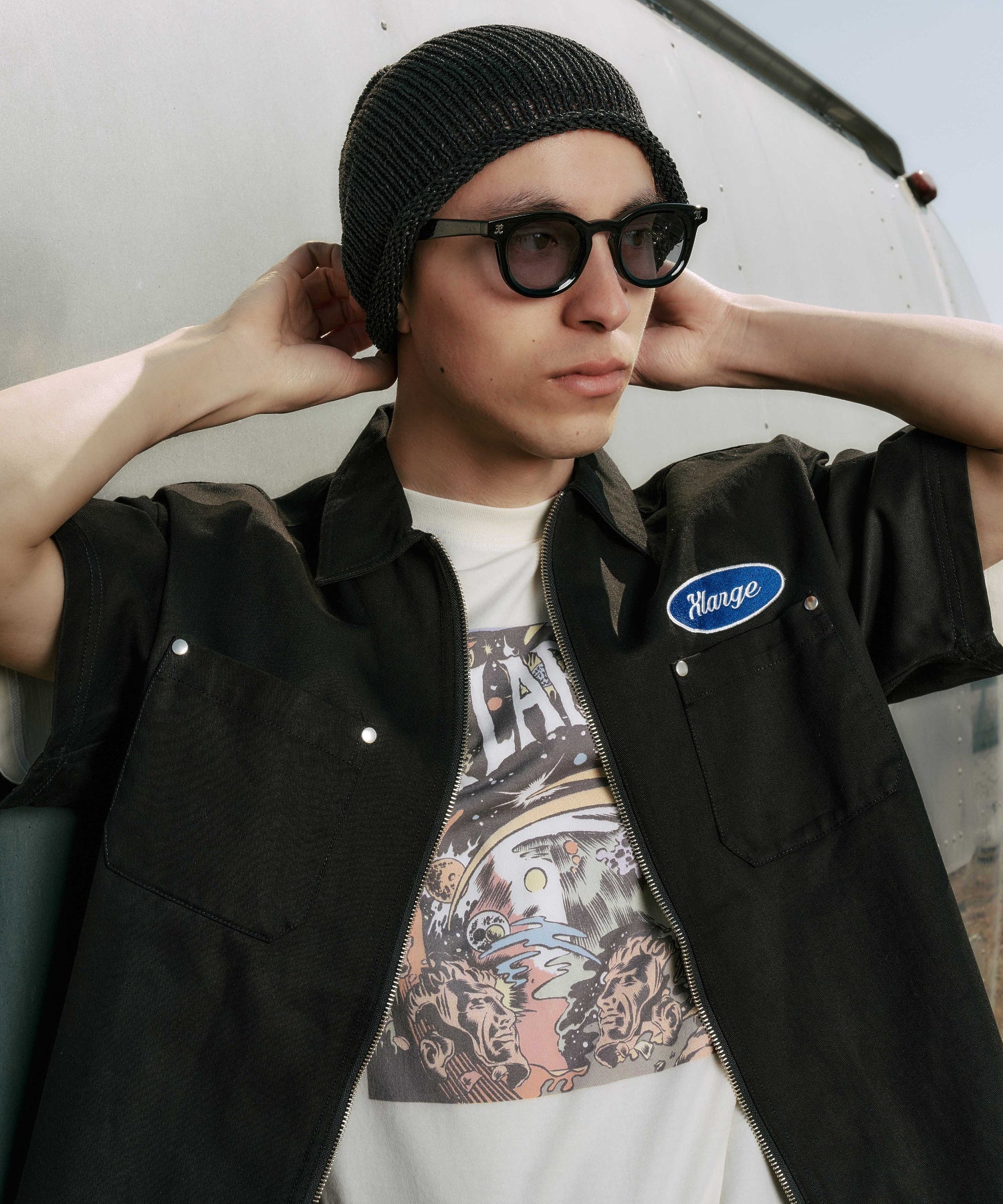 เสื้อเชิ้ต XLARGE รุ่น Zip Up S/S Work Shirt