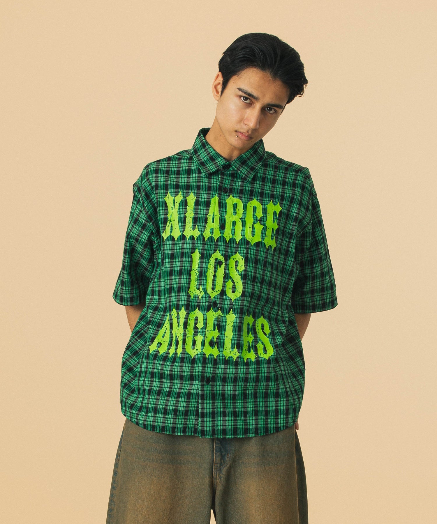 เสื้อเชิ้ต XLARGE รุ่น Printed Plaid S/S Shirt