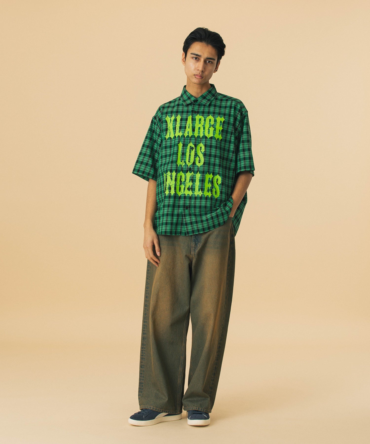 เสื้อเชิ้ต XLARGE รุ่น Printed Plaid S/S Shirt