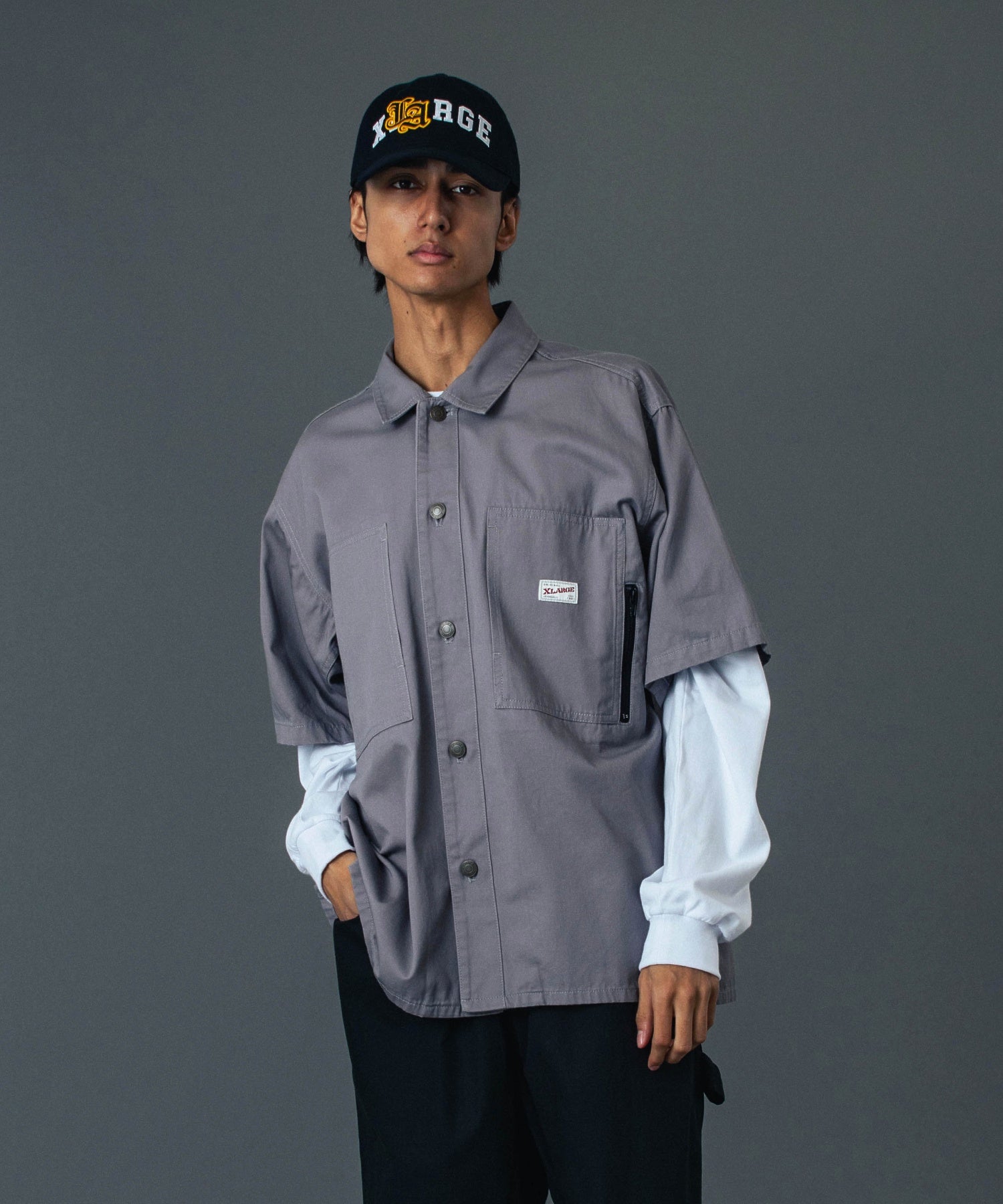 เสื้อเชิ้ต XLARGE รุ่น SIDE ZIP S/S WORK SHIRT
