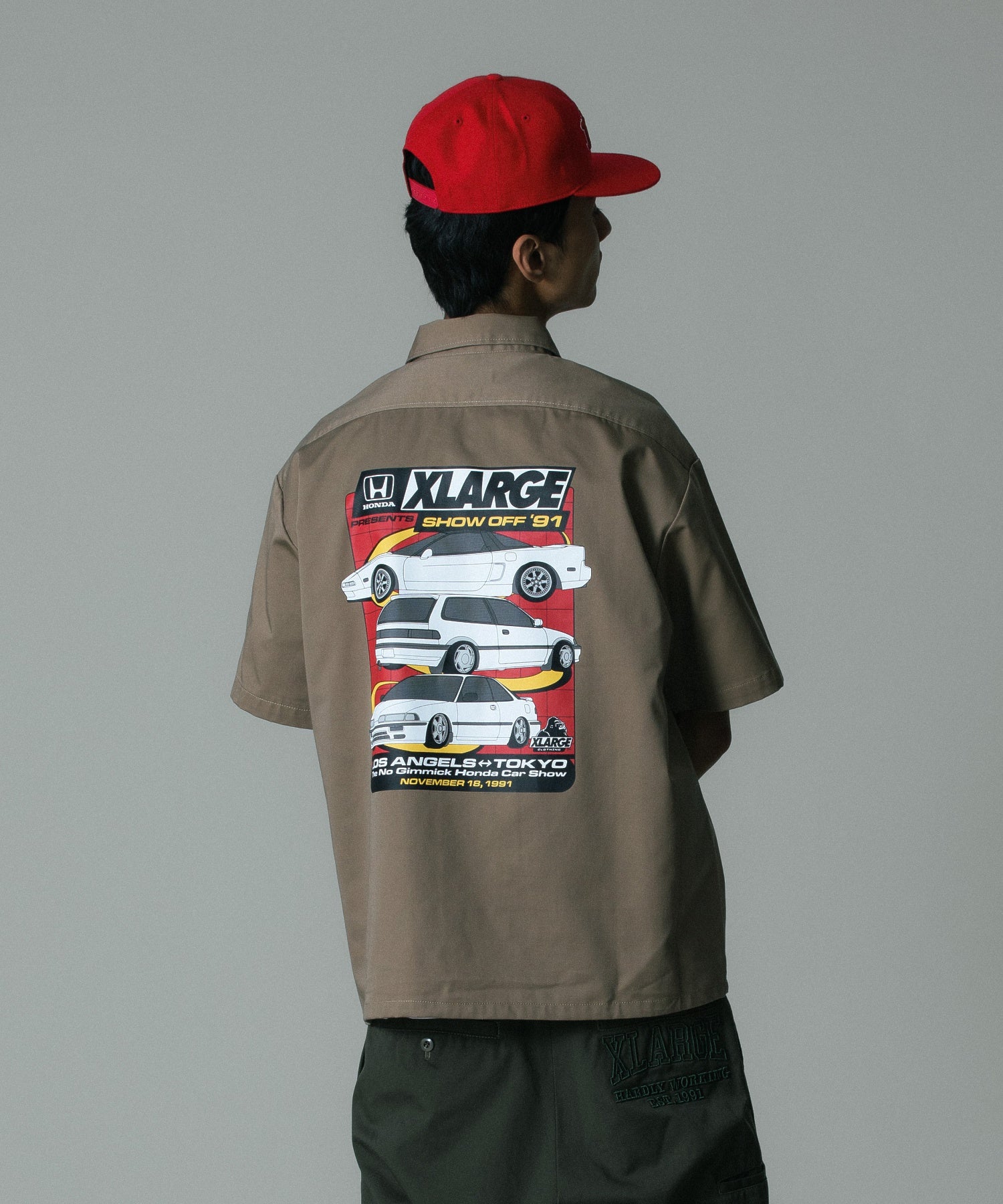 เสื้อเชิ้ตแขนสั้น XLARGE x Honda SHOWOFF S/S WORK SHIRT