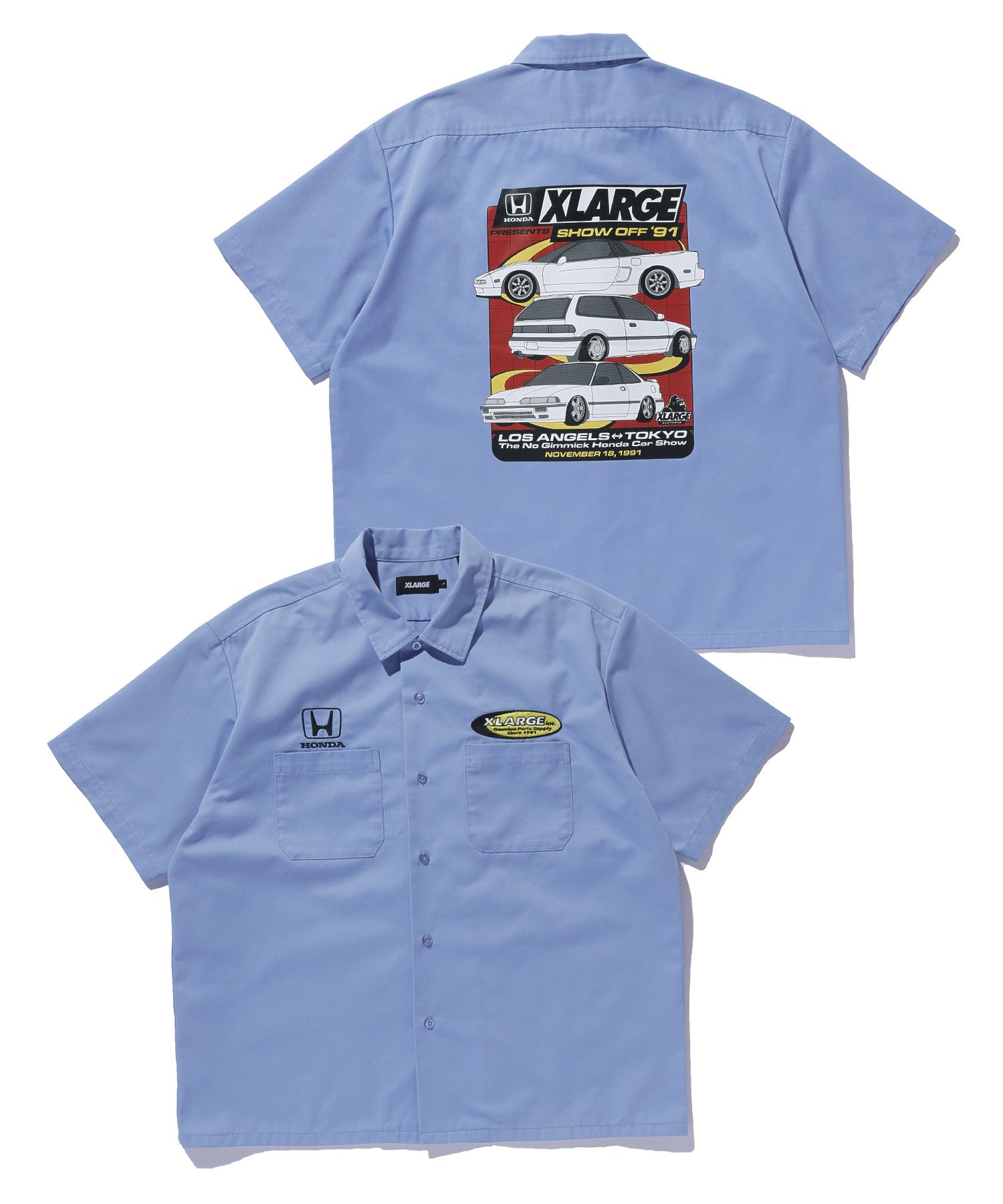 เสื้อเชิ้ตแขนสั้น XLARGE x Honda SHOWOFF S/S WORK SHIRT