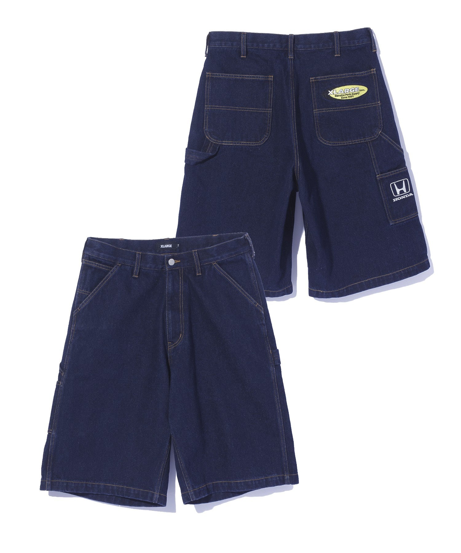 กางเกงยีนส์ขาสั้น XLARGE x Honda PARTS SUPPLIERS DENIM SHORT PANTS