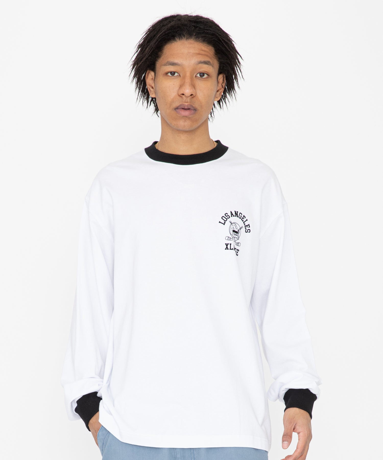 เสื้อยืดเเขนยาว XLARGE รุ่น Hockey Logo Ringer L/S Tee