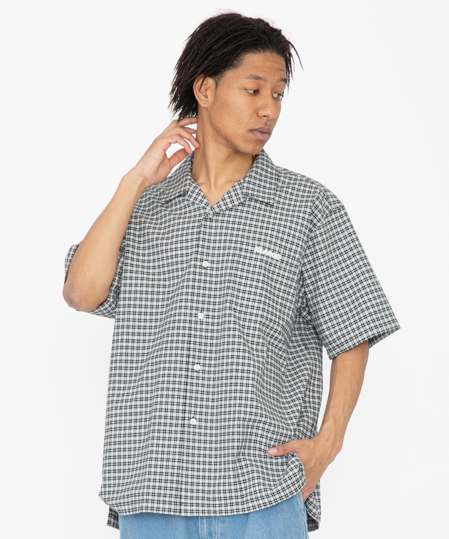 เสื้อเชิ้ต XLARGE รุ่น Embroidered Plaid S/S Shirt