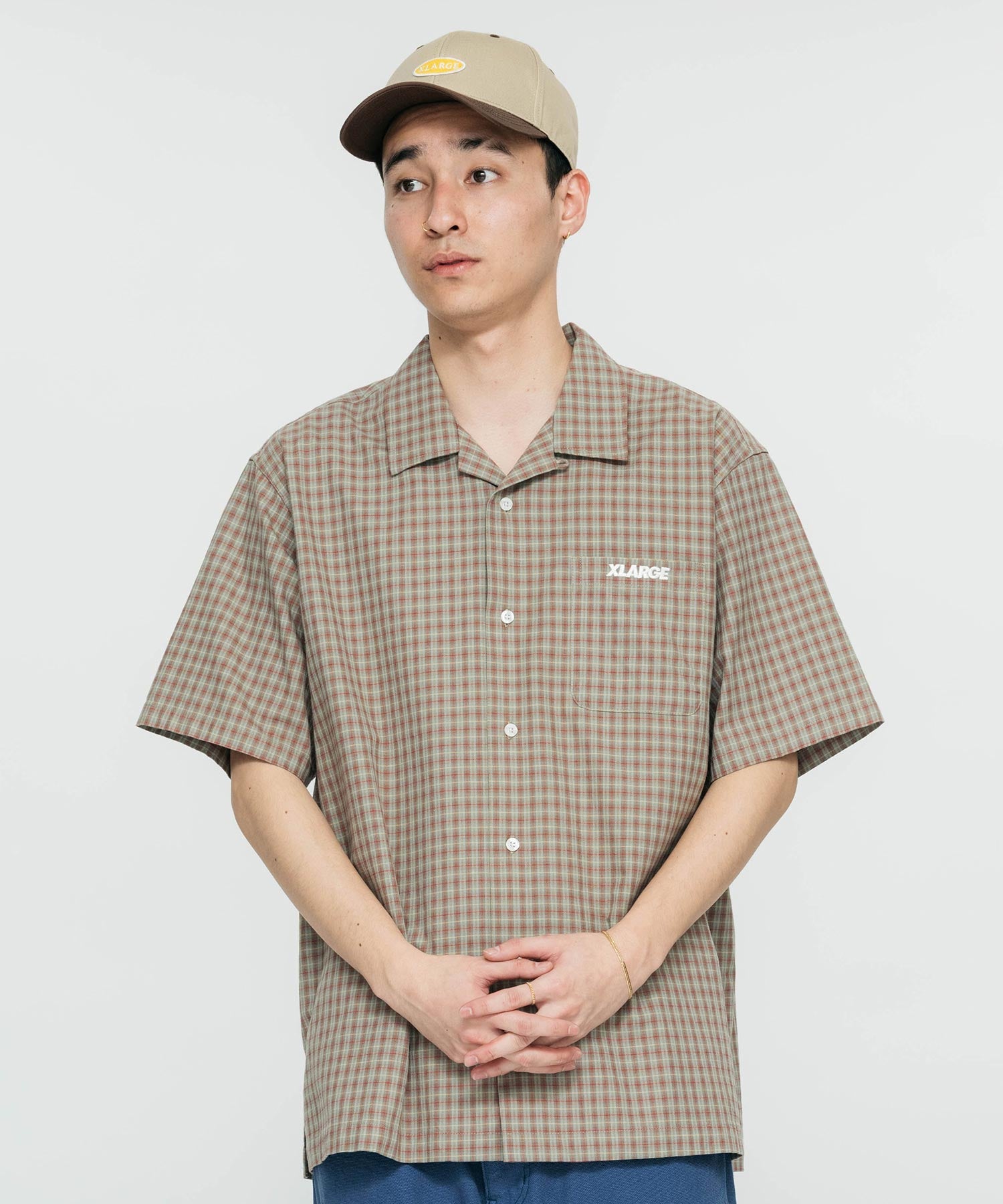 เสื้อเชิ้ต XLARGE รุ่น Embroidered Plaid S/S Shirt